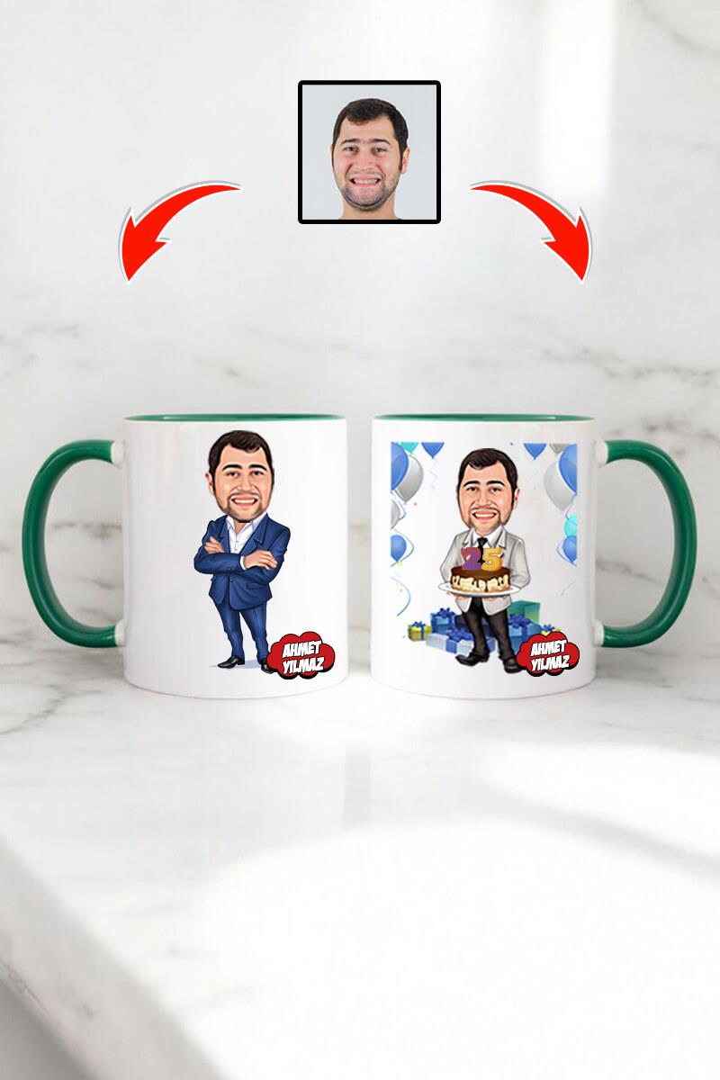 Müdüre Doğum Günü Hediyesi Erkek Müdür Karikatürlü Kupa Bardak