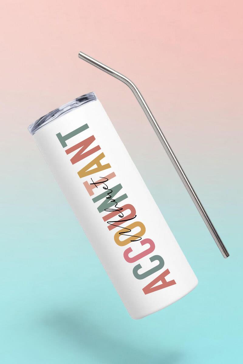 Muhasebeciye Hediye İsme Özel Çelik Pipetli Termos Bardak