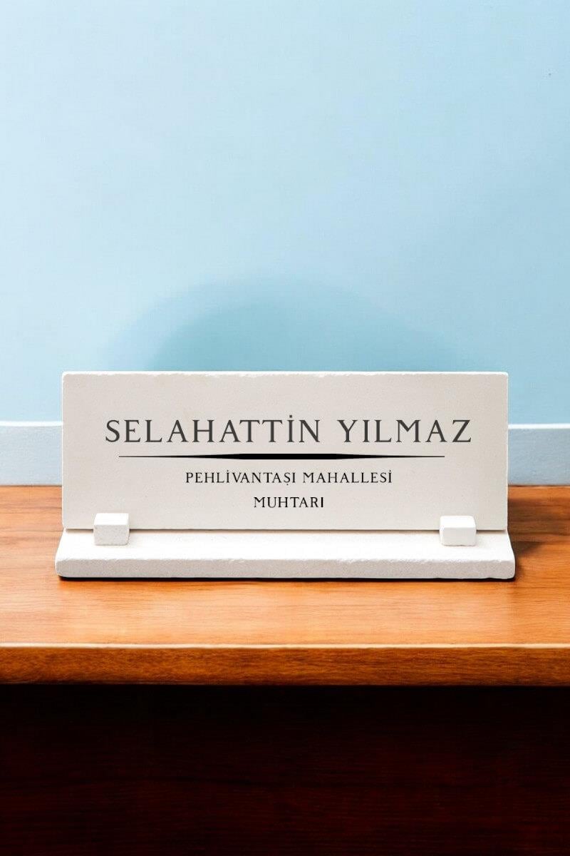 Muhtarlara Hediye Kişiye Özel Muhtar Masa İsimliği