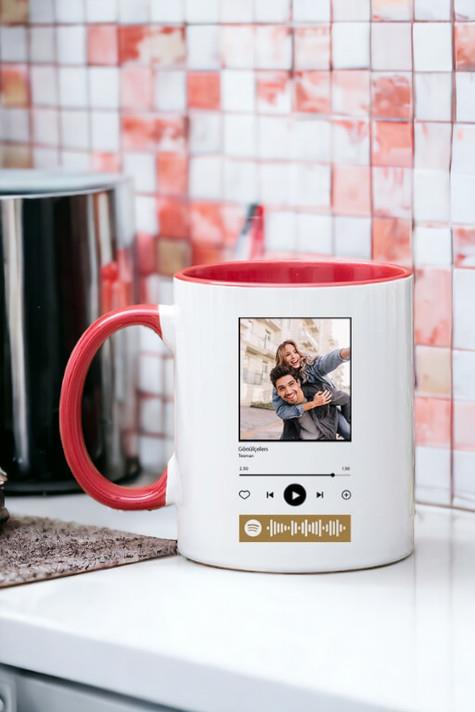 Müzik Severlere Hediye Spotify QR Barkodlu İçi Renkli Kupa Bardak