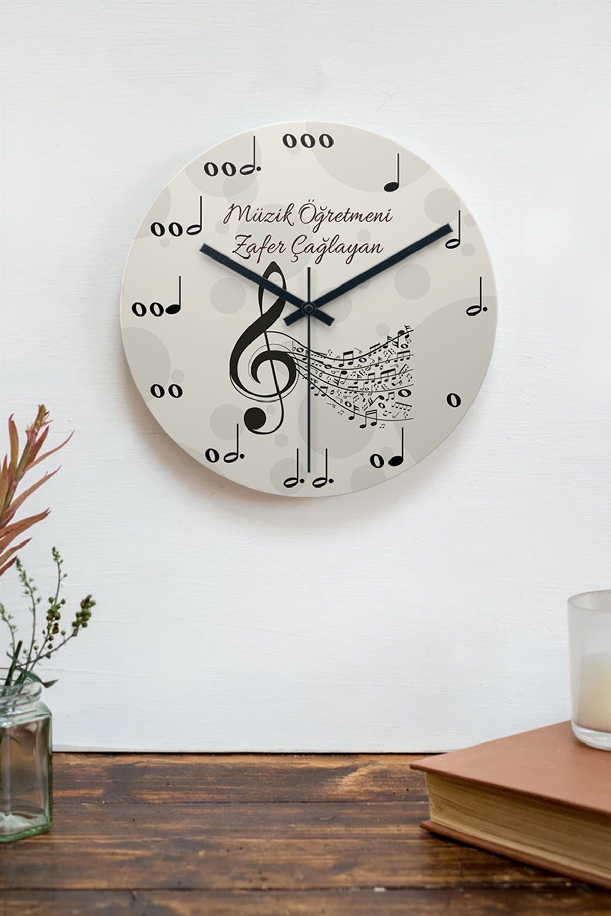 Müzik Temalı Ahşap Duvar Saati