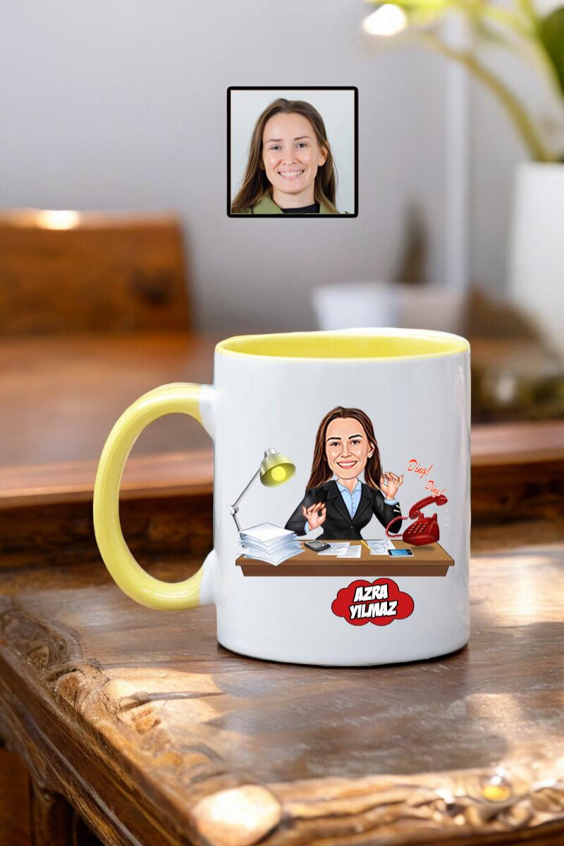 Ofis Hediyesi Kadın Temalı Kişiye Özel Ofis Karikatürlü Kupa