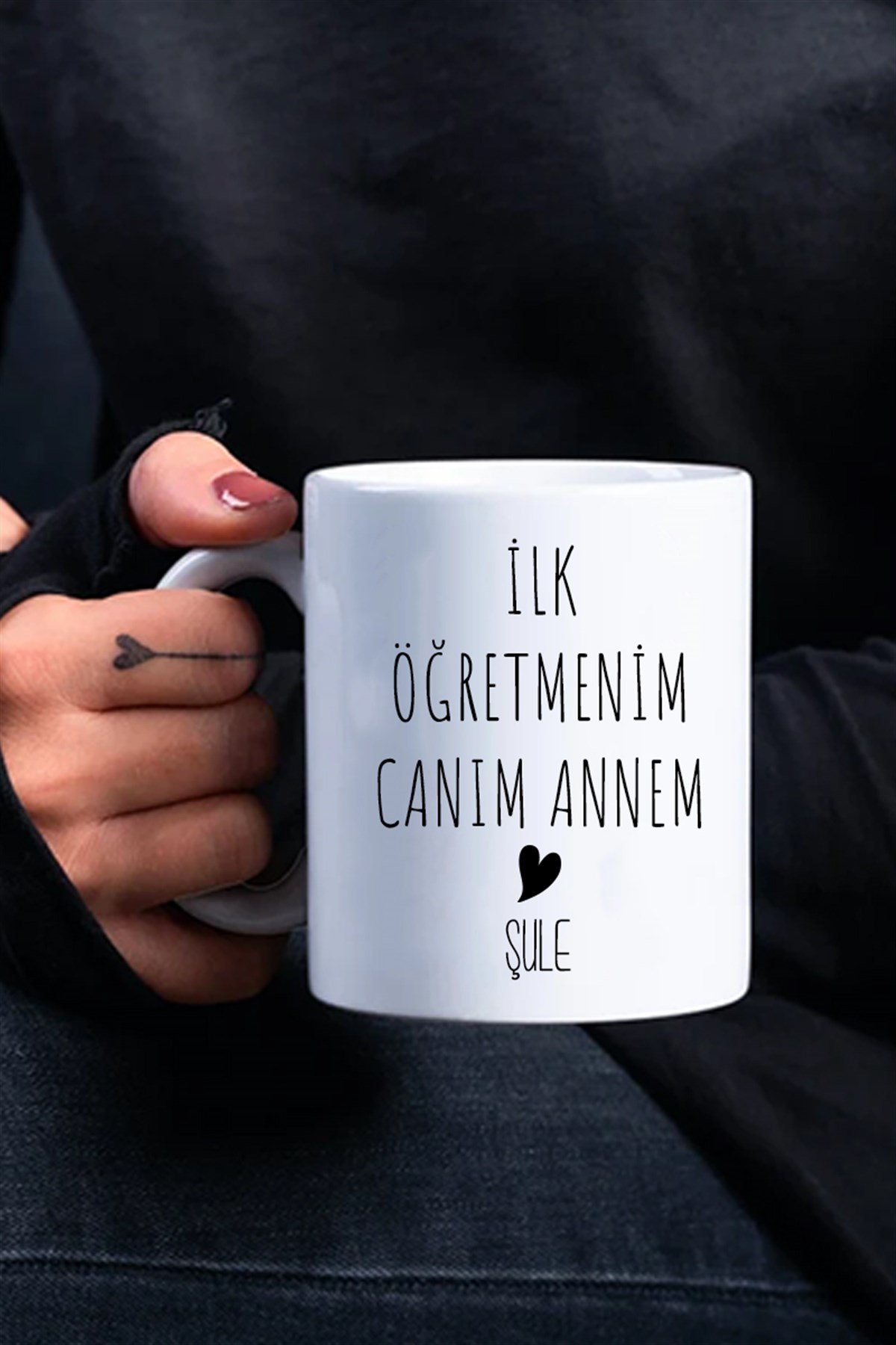 Öğretmen Anneye Hediye Beyaz Kupa Bardak