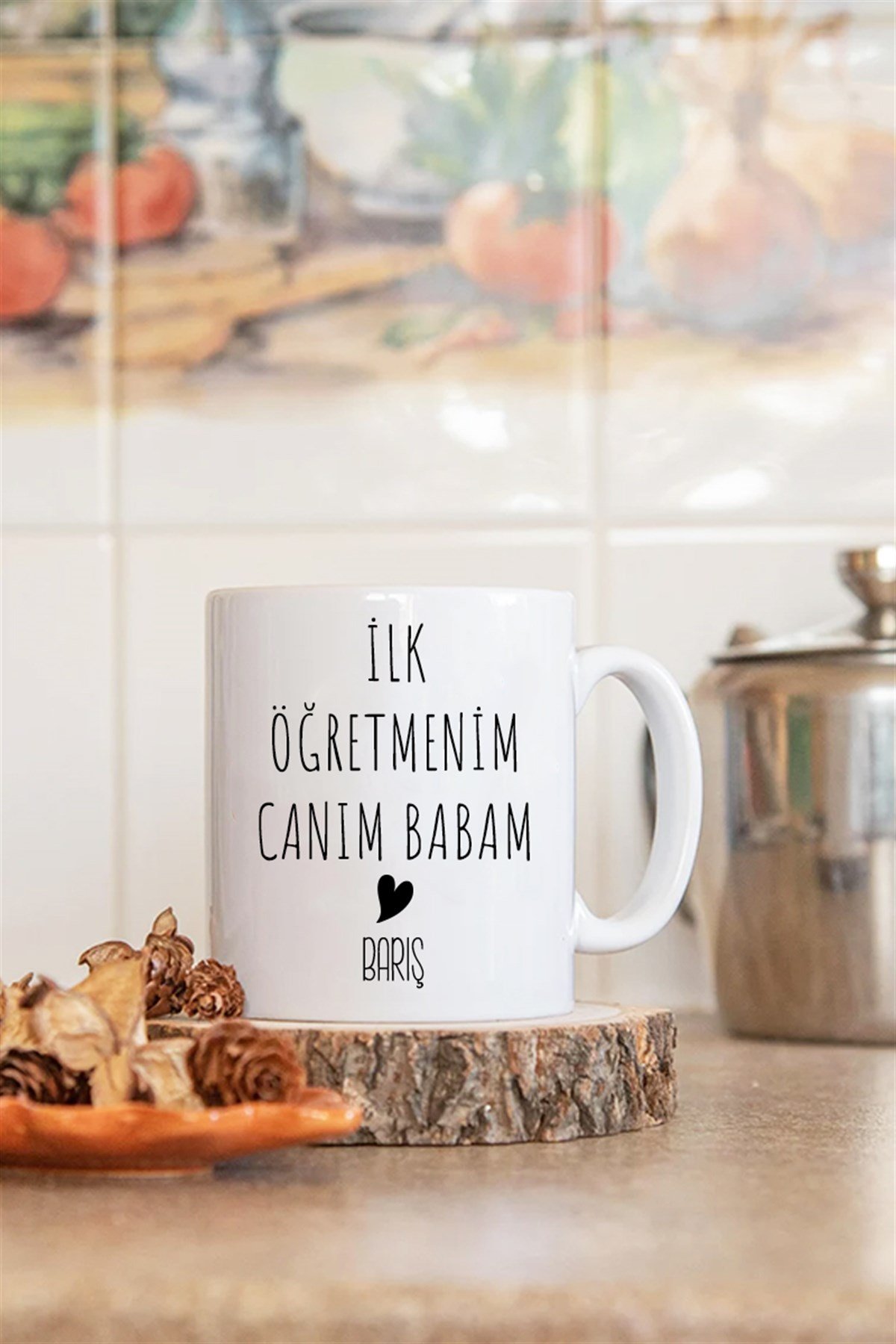 Öğretmen Babaya Hediye Beyaz Kupa Bardak