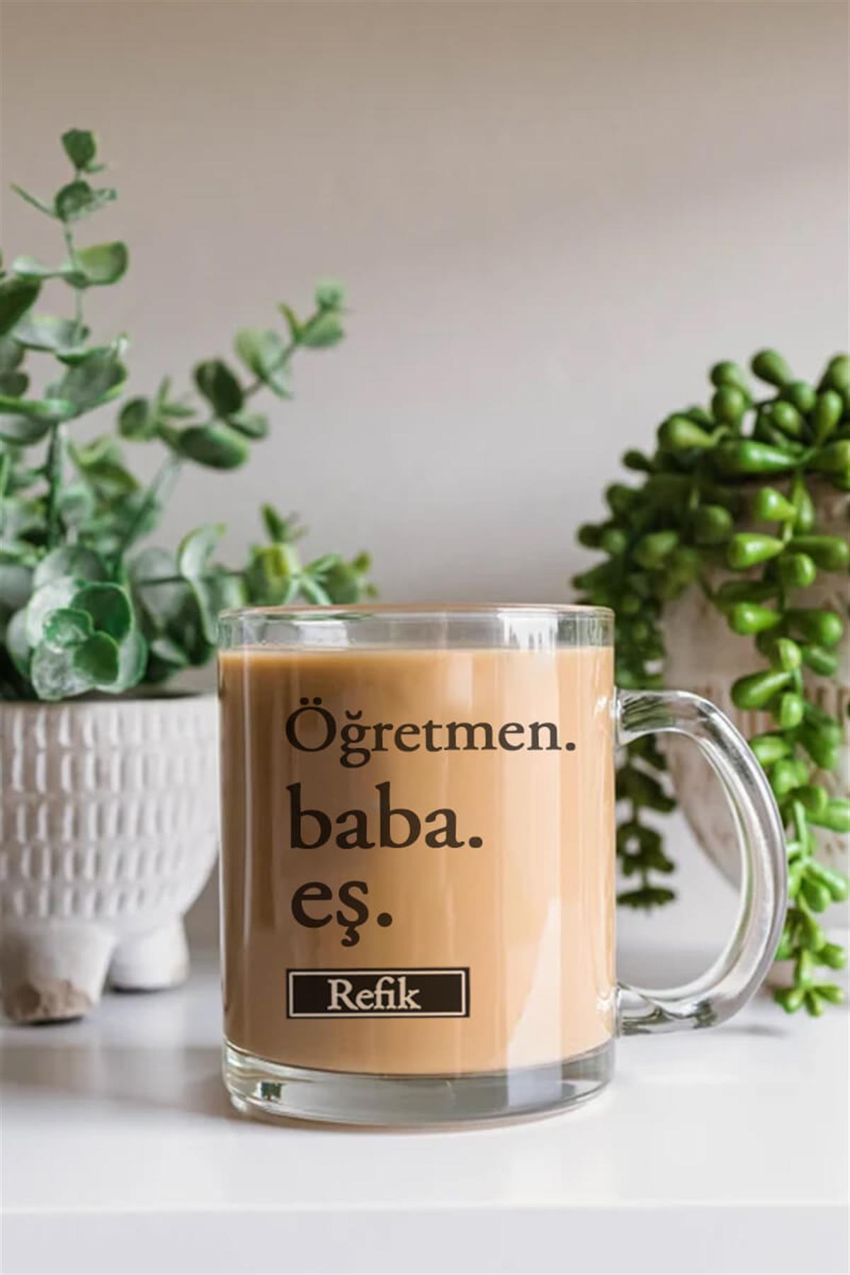 Öğretmen Babaya Hediye Cam Kahve Kupası