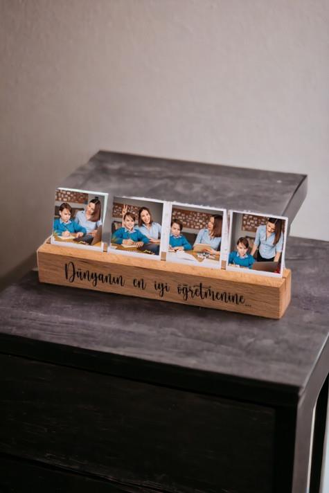 Öğretmene Anlamlı Hediye Fotoğraflı Ahşap Stand