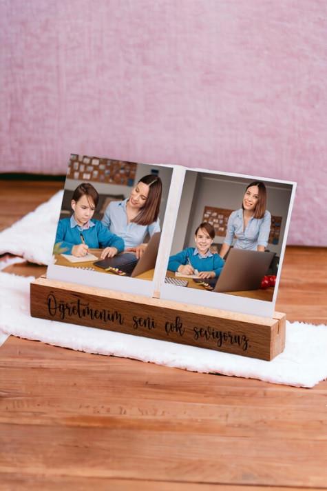 Öğretmene Anlamlı Hediye Fotoğraflı Ahşap Stand