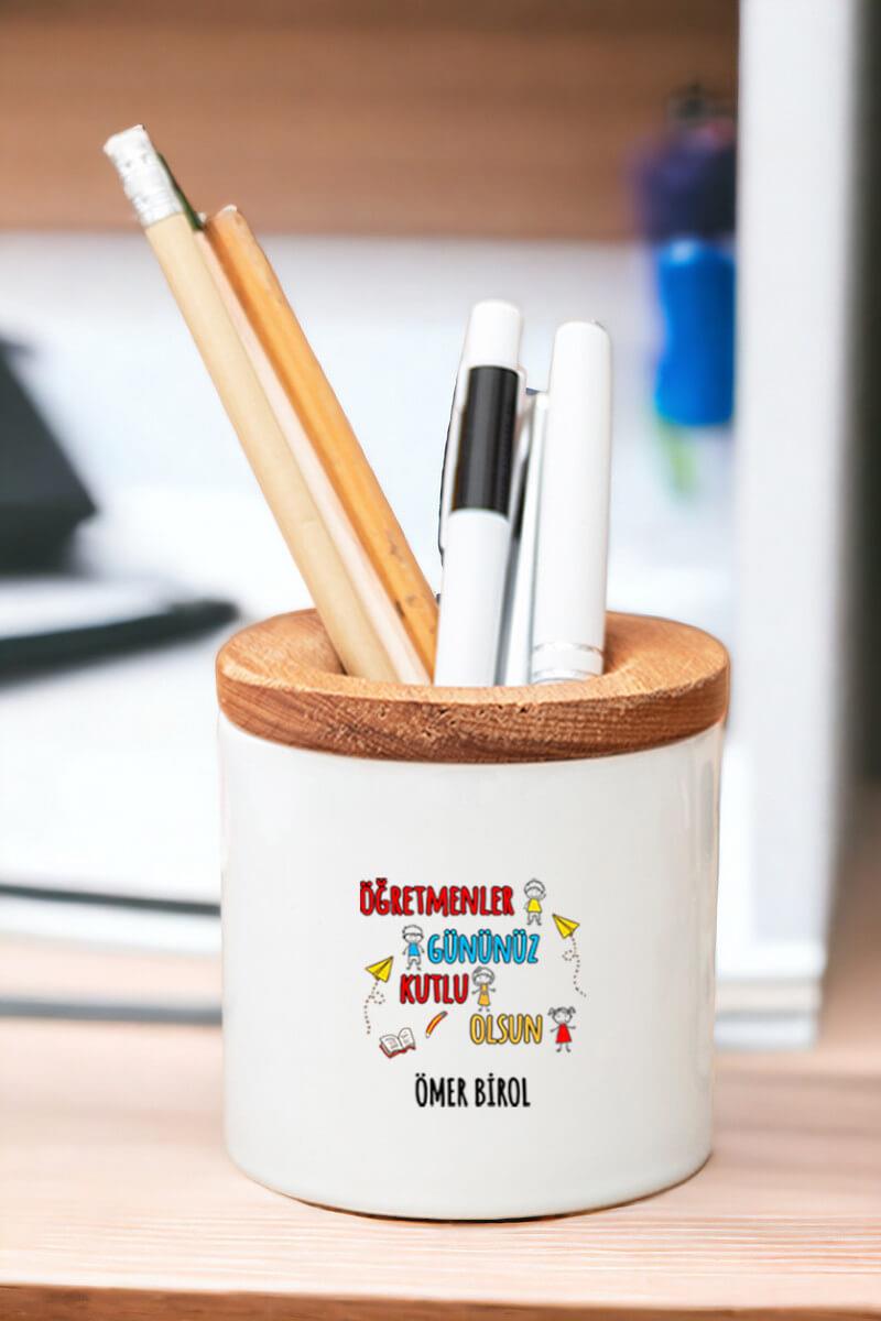 Öğretmenler Günü Ahşap Kapaklı Kalemlik