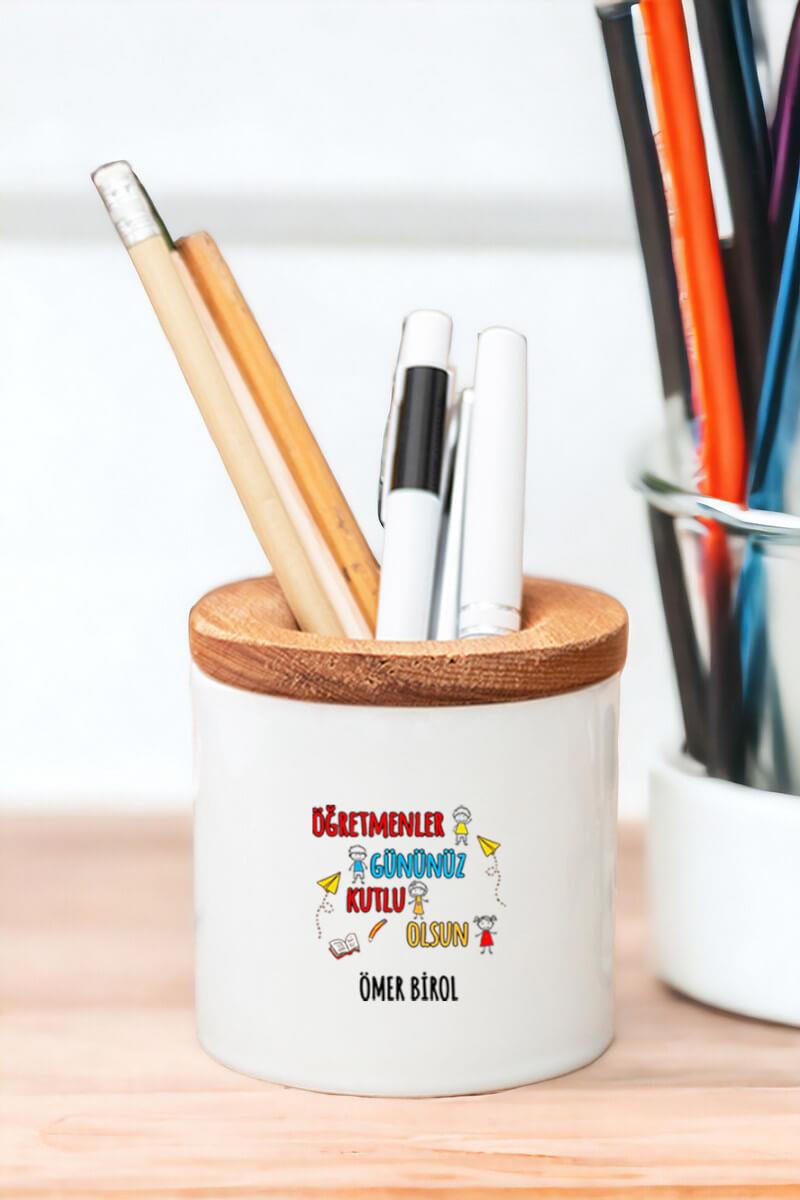 Öğretmenler Günü Ahşap Kapaklı Kalemlik