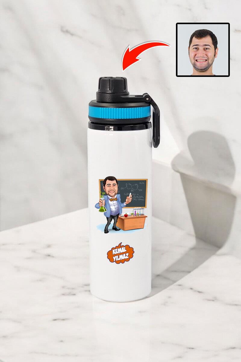 Öğretmenler Günü Hediyesi Karikatürlü 850ml Su Matarası