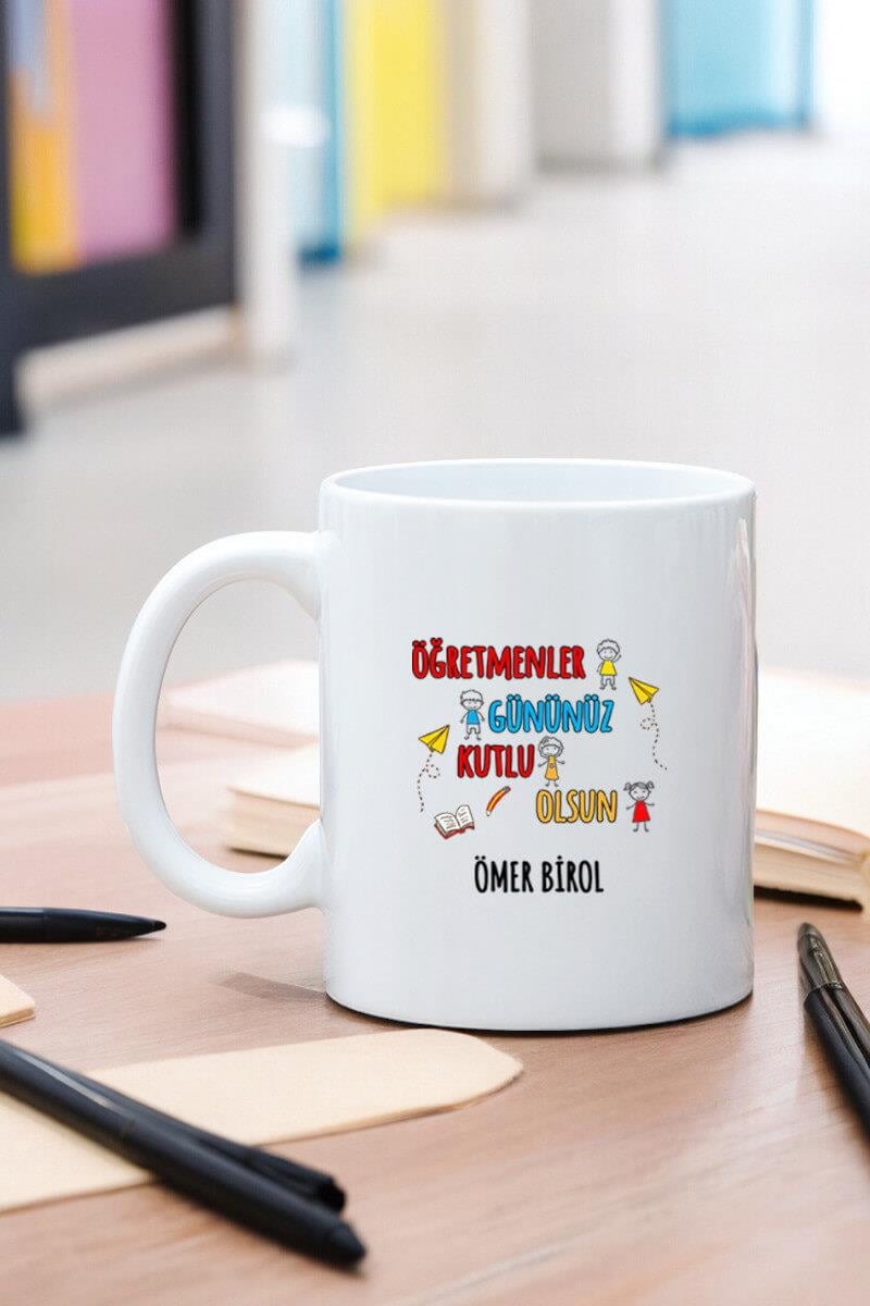 Öğretmenler Günü Hediyesi Mesajlı Beyaz Kupa Bardak