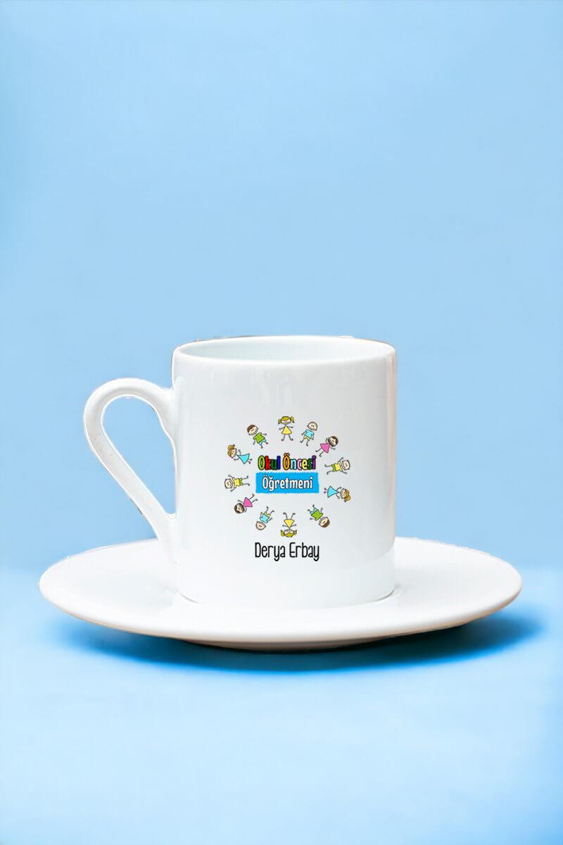 Okul Öncesi Öğretmeni Beyaz Türk Kahvesi Fincanı