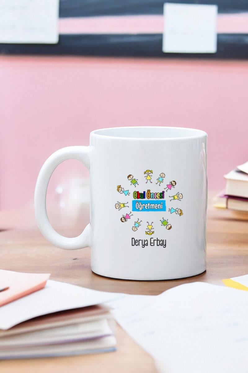 Okul Öncesi Öğretmenine Hediye Beyaz Kupa Bardak