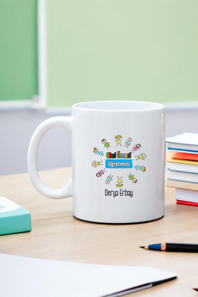 Okul Öncesi Öğretmenine Hediye Beyaz Kupa Bardak