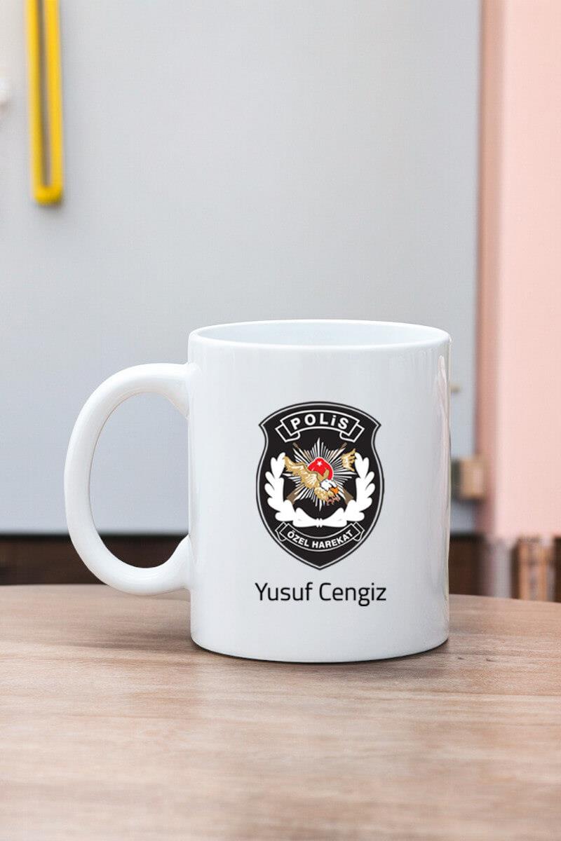 Özel Harekat Polisine Hediye Beyaz Kupa Bardak