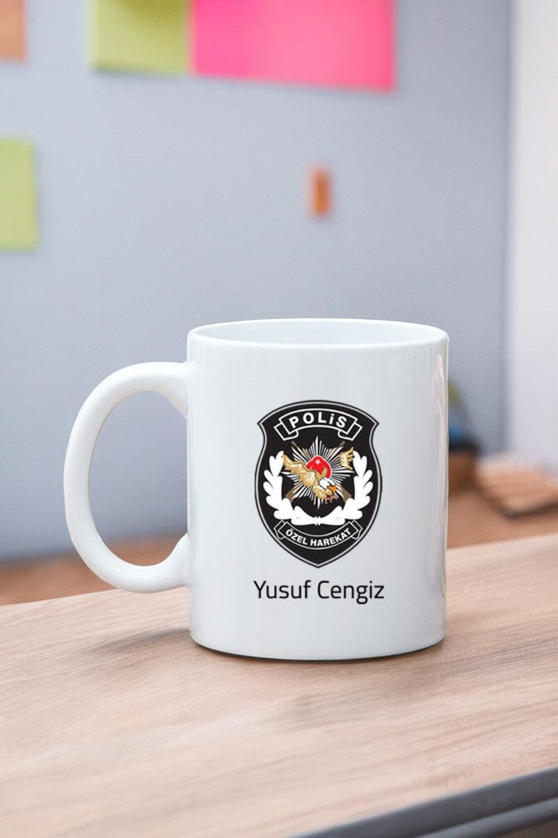 Özel Harekat Polisine Hediye Beyaz Kupa Bardak