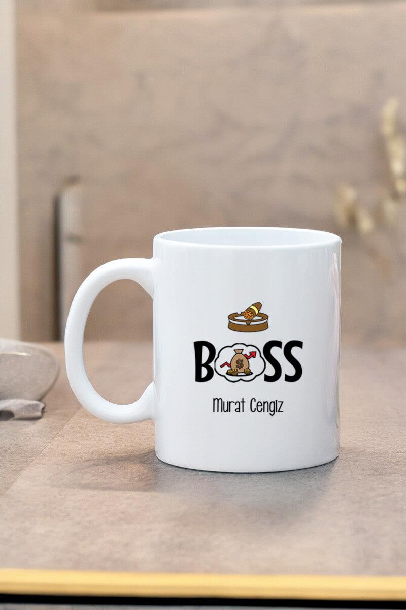 Patrona Hediye Boss Tasarım Beyaz Kupa Bardak
