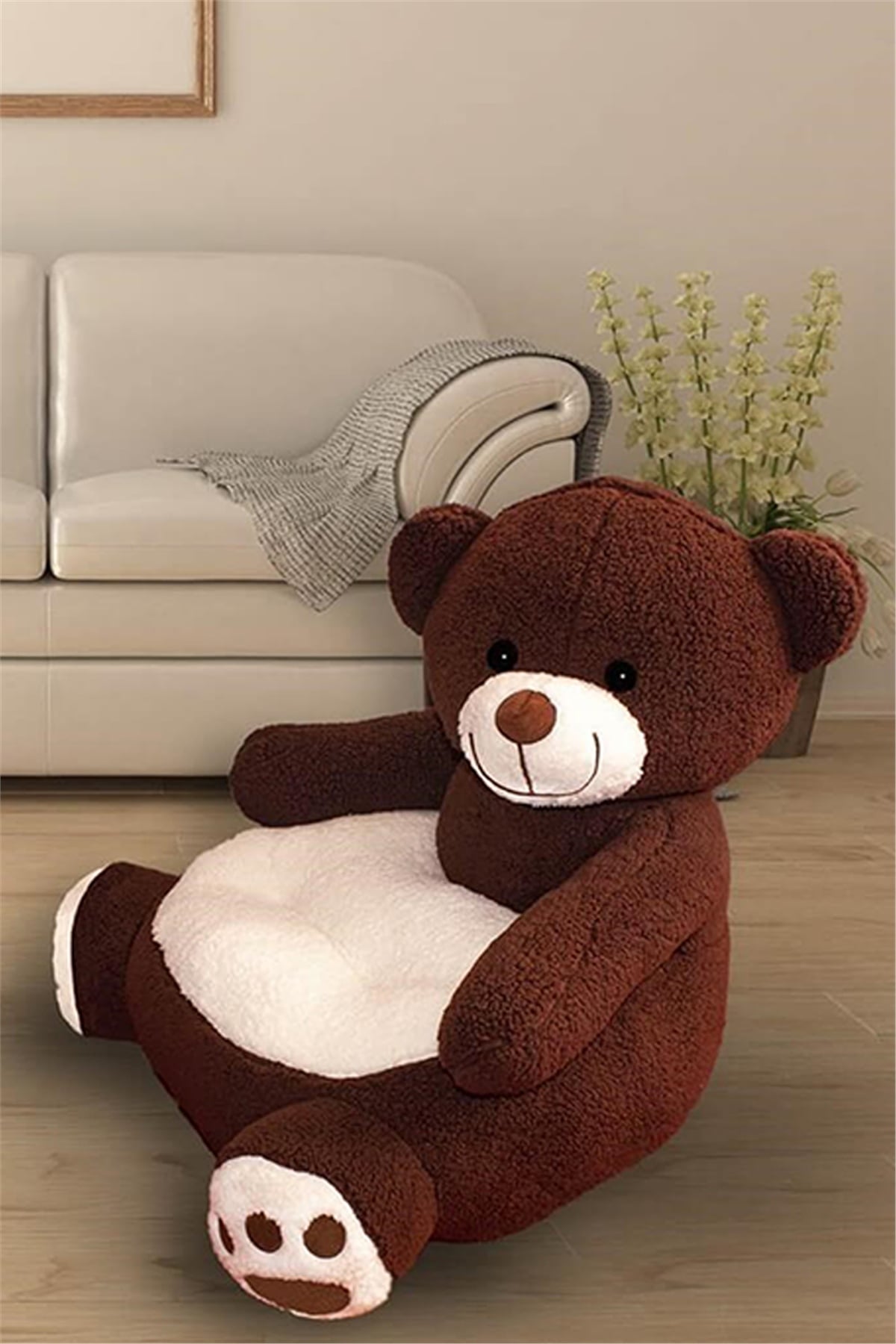 Peluş Ayı Figürlü Bebek Çocuk Koltuğu