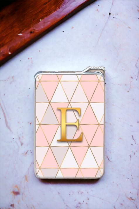 Pembe Mozaik Tasarım Gold Baş Harfli Çakmak