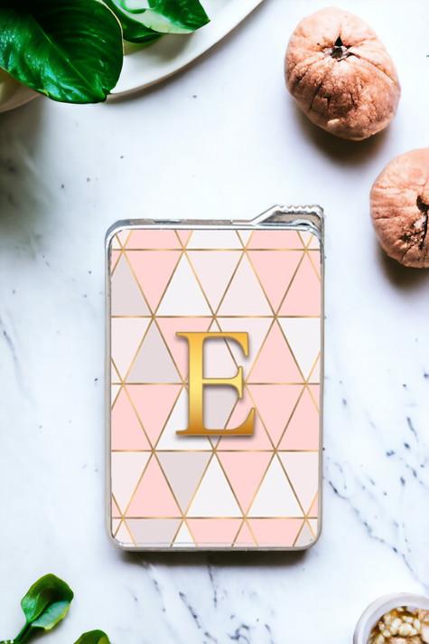 Pembe Mozaik Tasarım Gold Baş Harfli Çakmak