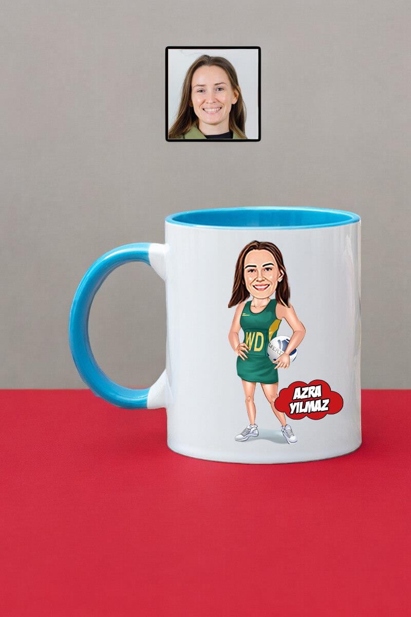 Plaj Voleybolcusuna Hediye Kadın Voleybolcu Karikatürlü Kupa Bardak