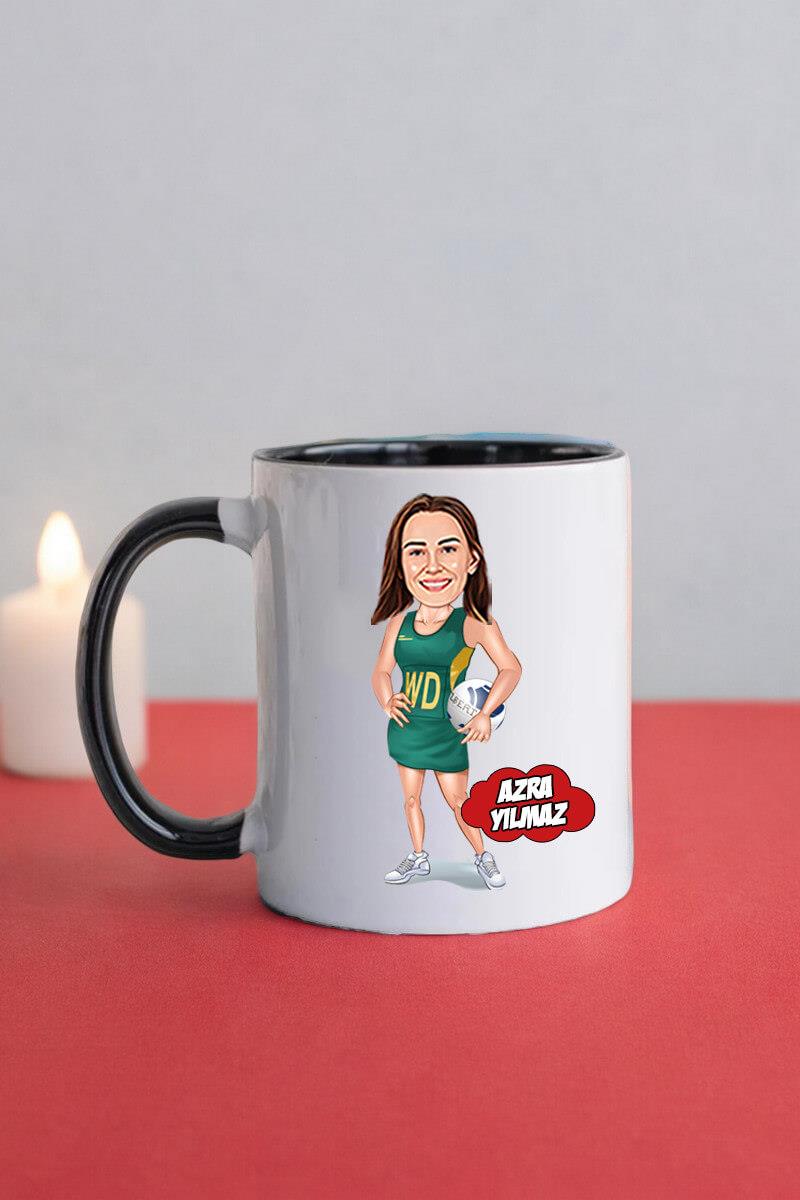 Plaj Voleybolcusuna Hediye Kadın Voleybolcu Karikatürlü Kupa Bardak