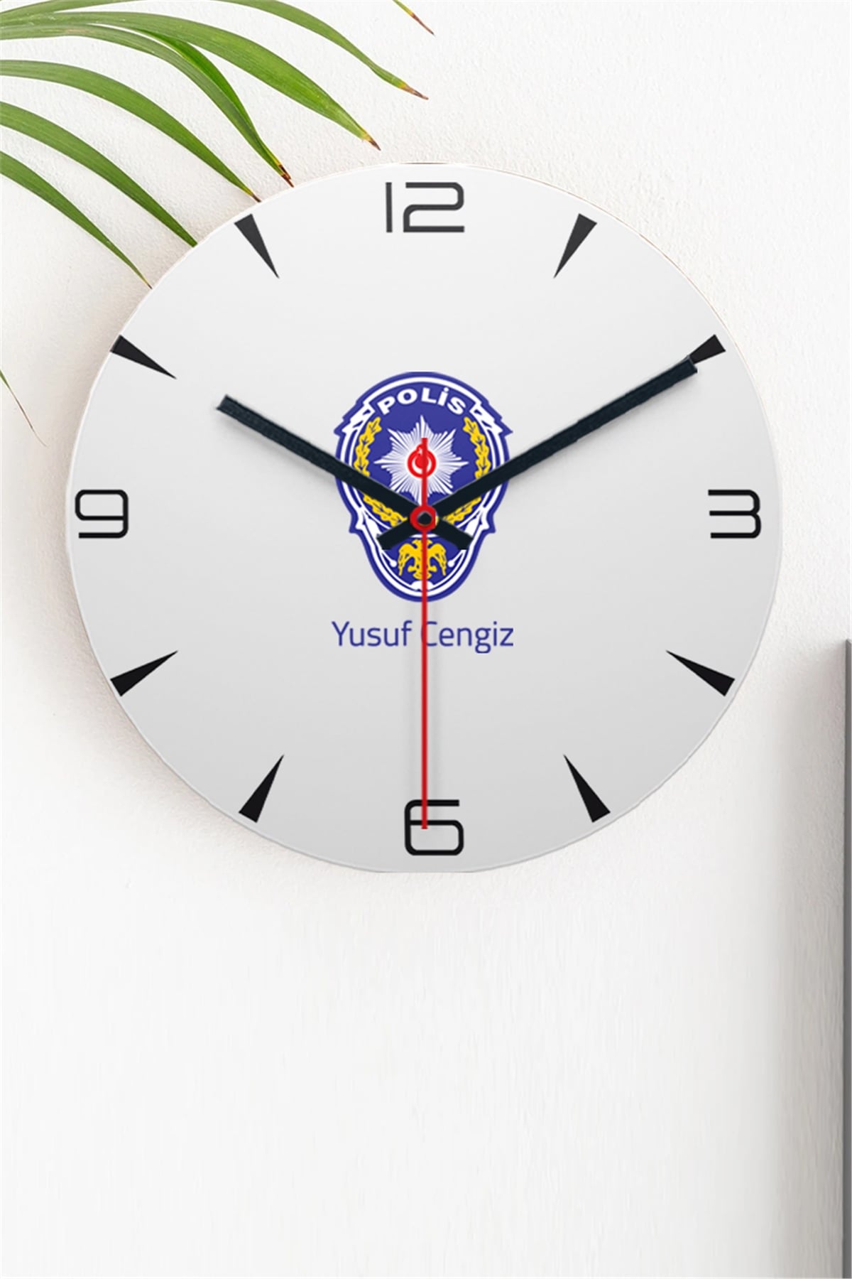 Polis Logolu Ahşap Duvar Saati