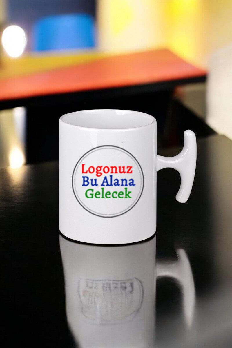 Porselen Logo Baskılı Çekiç Kulplu Promosyon Kupa Bardak