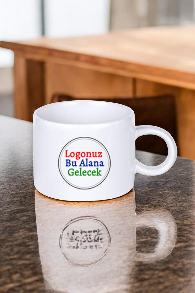 Porselen Logo Baskılı MOTTO Promosyon Orta Boy Fincan
