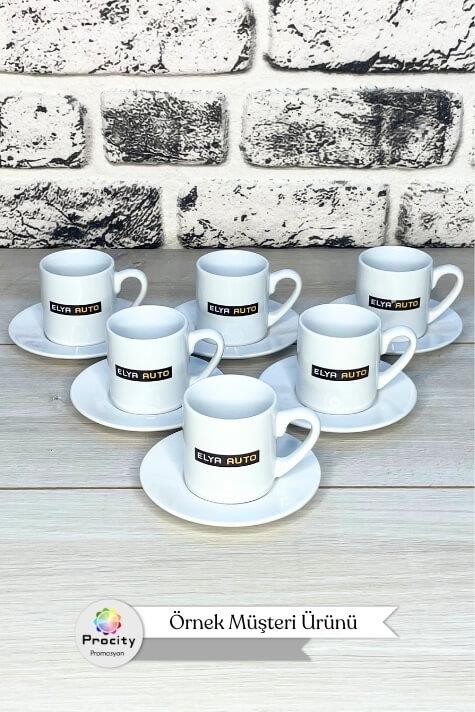 Porselen Logo Baskılı Promosyon Silindir Türk Kahvesi Fincanı
