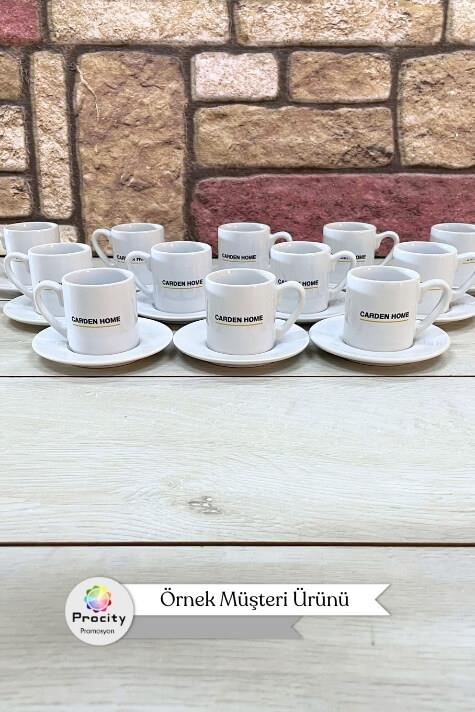 Porselen Logo Baskılı Promosyon Silindir Türk Kahvesi Fincanı