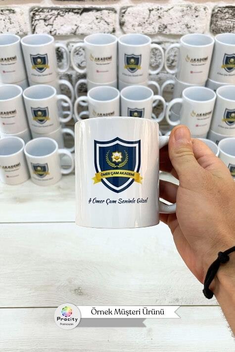 Porselen Silindir Logo Baskılı Beyaz Standart Promosyon Kupa Bardak