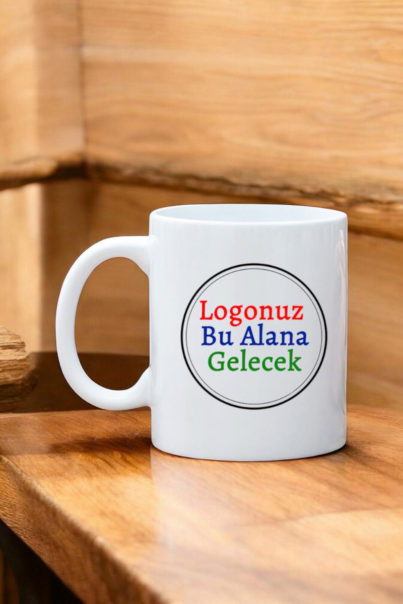 Porselen Silindir Logo Baskılı Beyaz Standart Promosyon Kupa Bardak