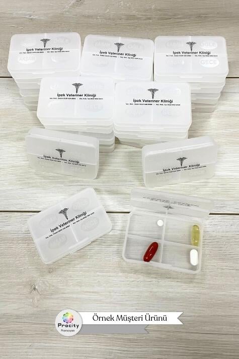 Promosyon 4 Bölmeli Dikdörtgen İlaç Kutusu