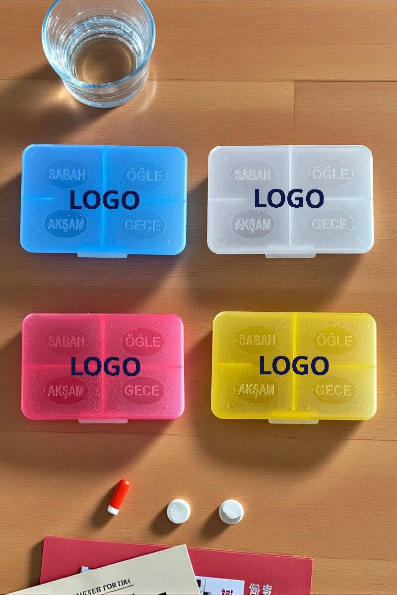 Promosyon 4 Bölmeli Dikdörtgen İlaç Kutusu