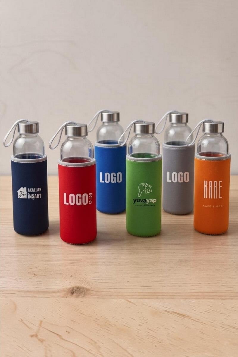 Promosyon Kılıflı Cam Matara 500ml