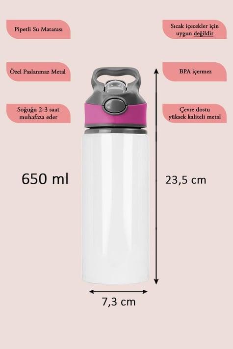 Promosyon Logo Baskılı 650ml Pipetli Su Matarası