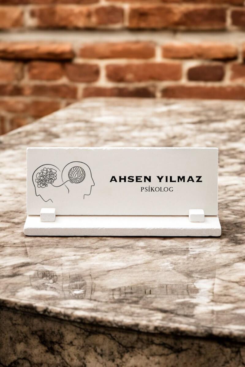 Psikologlara Hediye Kişiye Özel Taş Masa İsimliği