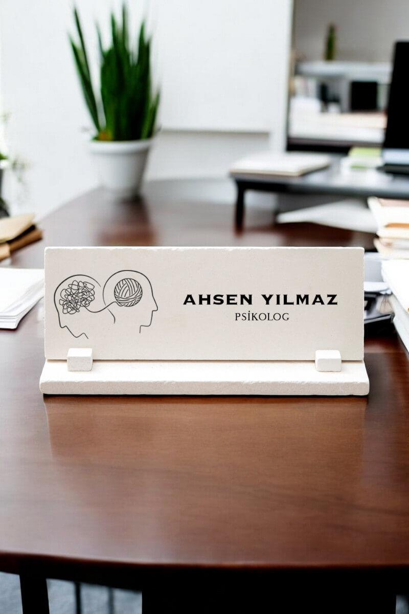 Psikologlara Hediye Kişiye Özel Taş Masa İsimliği