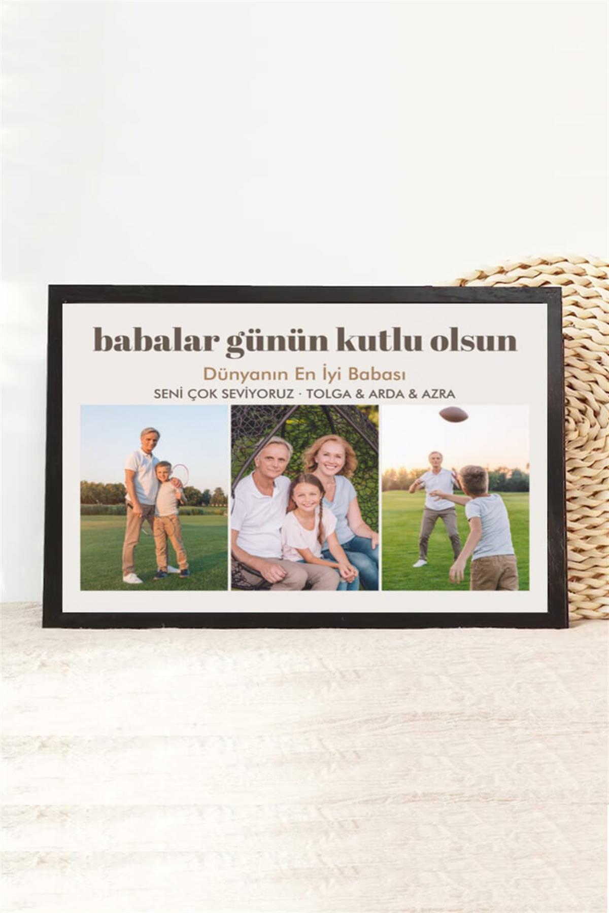 Resimli Babalar Günü Hediyesi Fotoğraflı ve Mesajlı Hediyelik Çerçeve