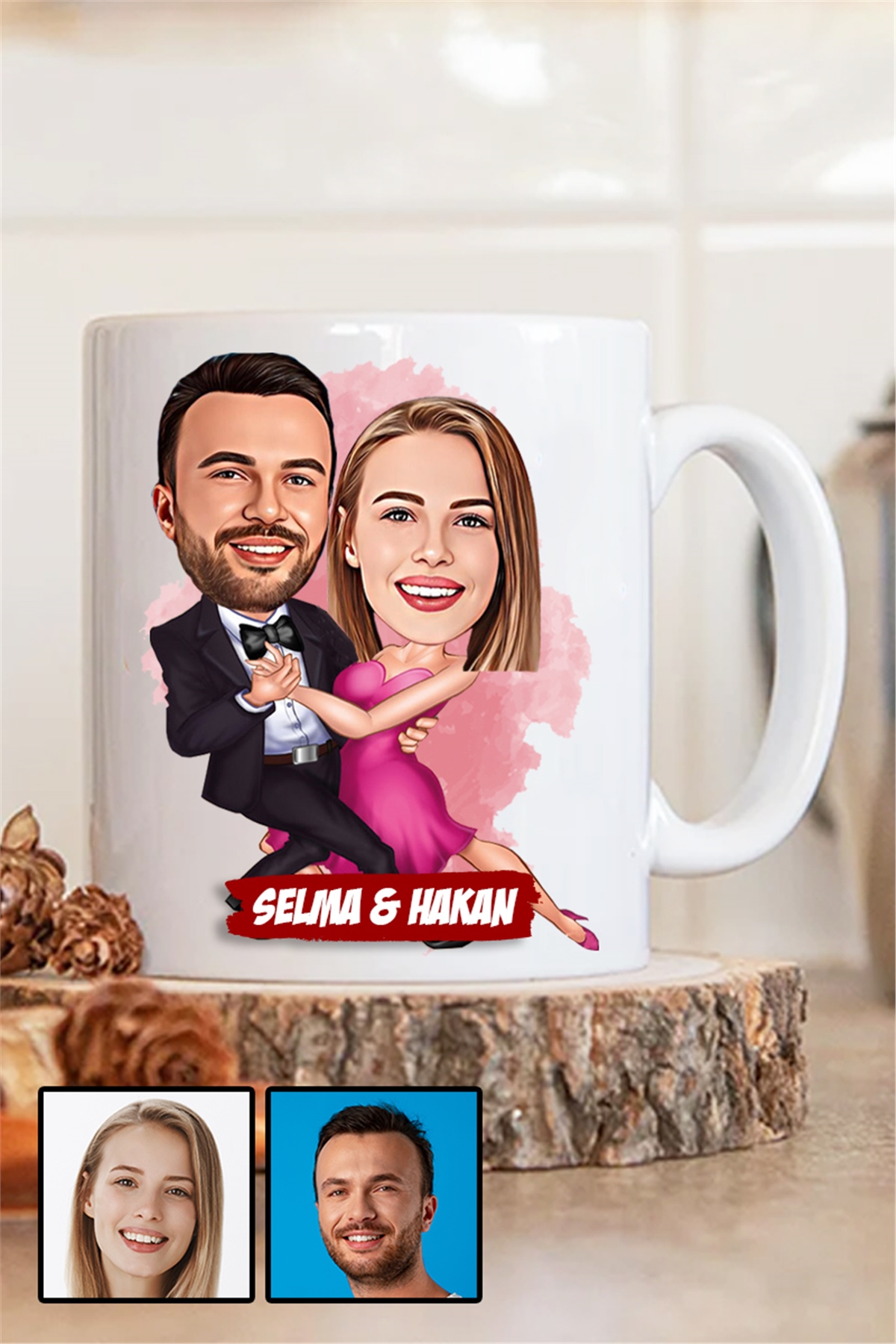Kocaya 14 Şubat Hediyesi Karikatürlü Beyaz Kupa Bardak
