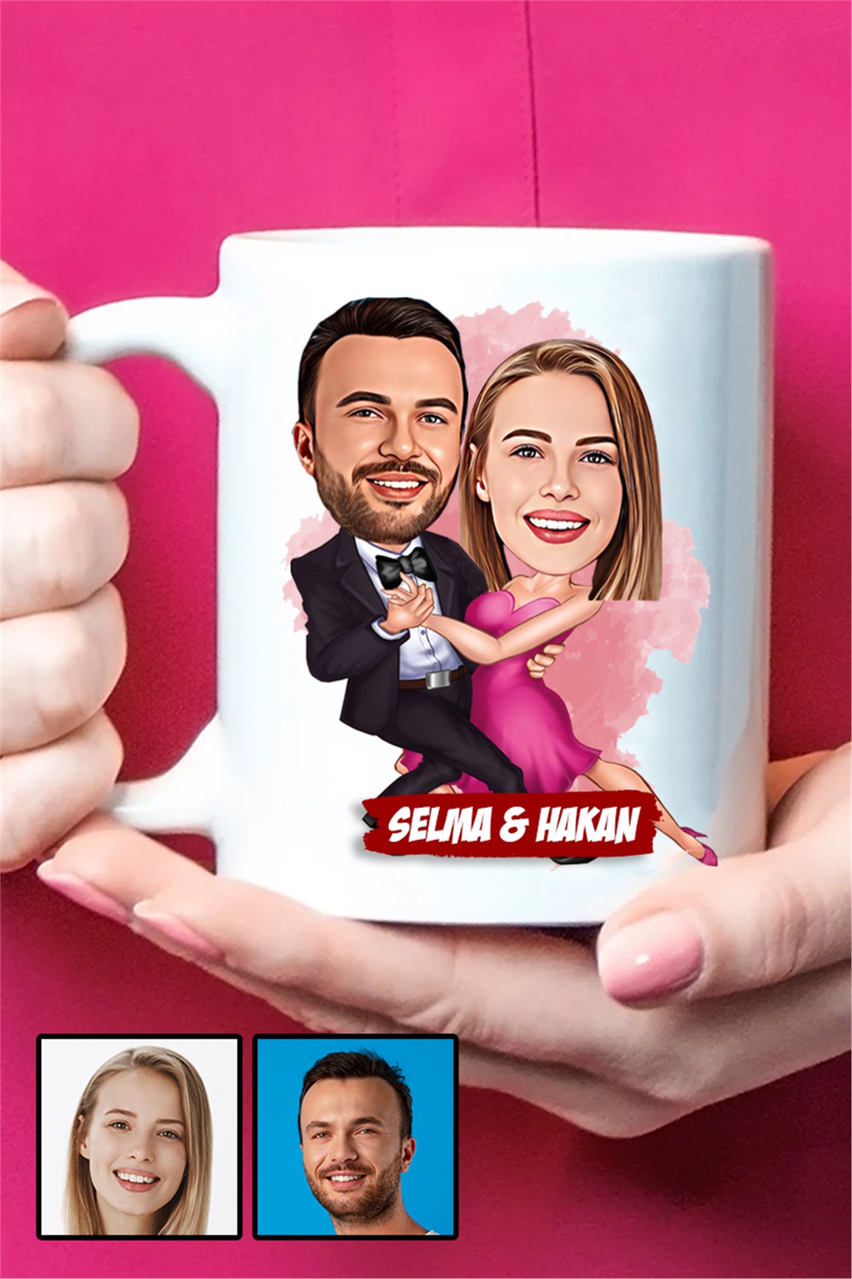 Kocaya 14 Şubat Hediyesi Karikatürlü Beyaz Kupa Bardak