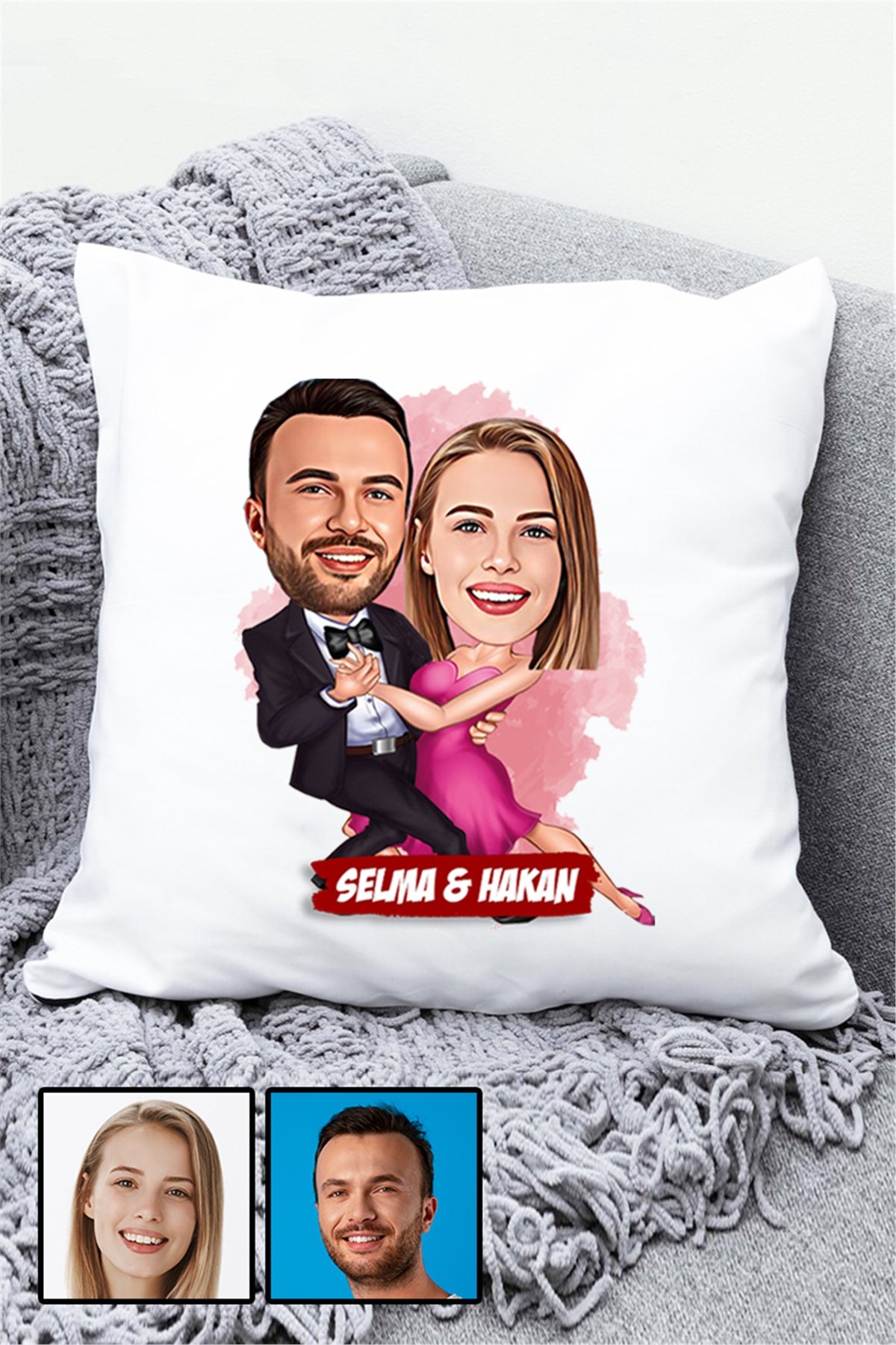 Romantik Sevgililer Günü Hediyesi Karikatürlü Yastık