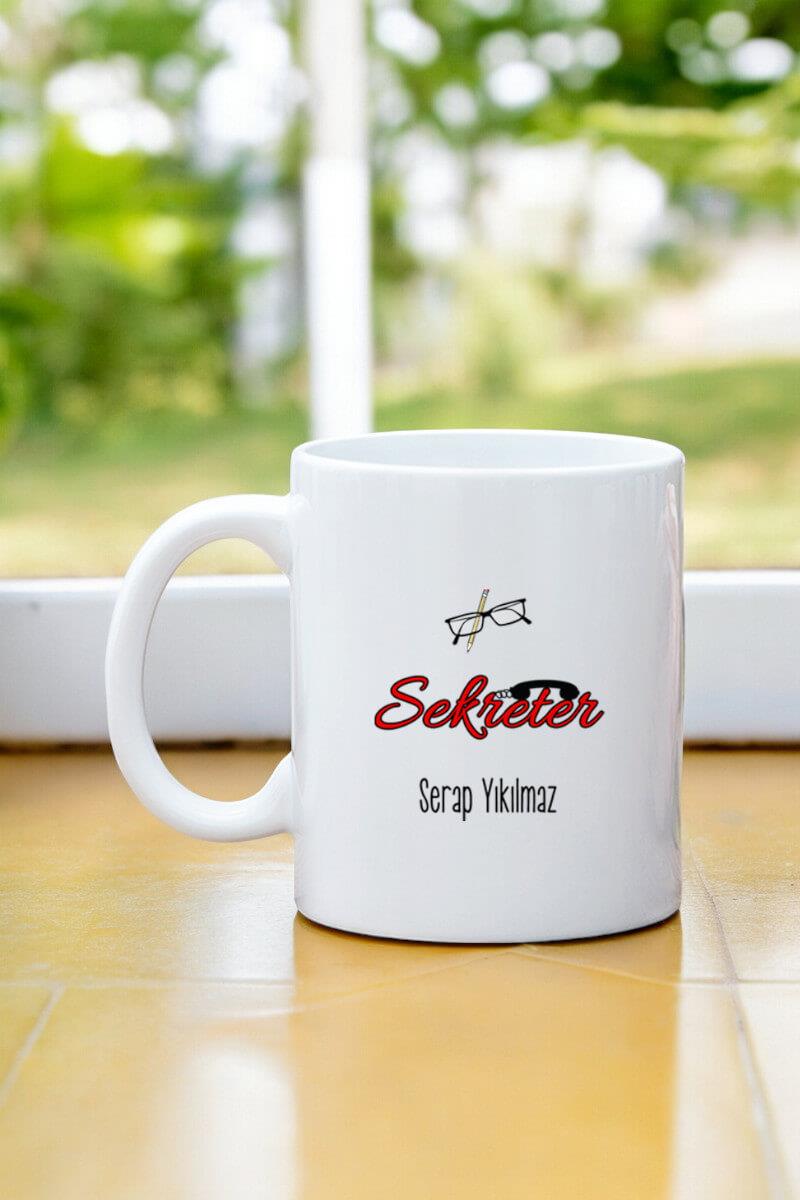 Sekretere Hediye Beyaz Kupa Bardak