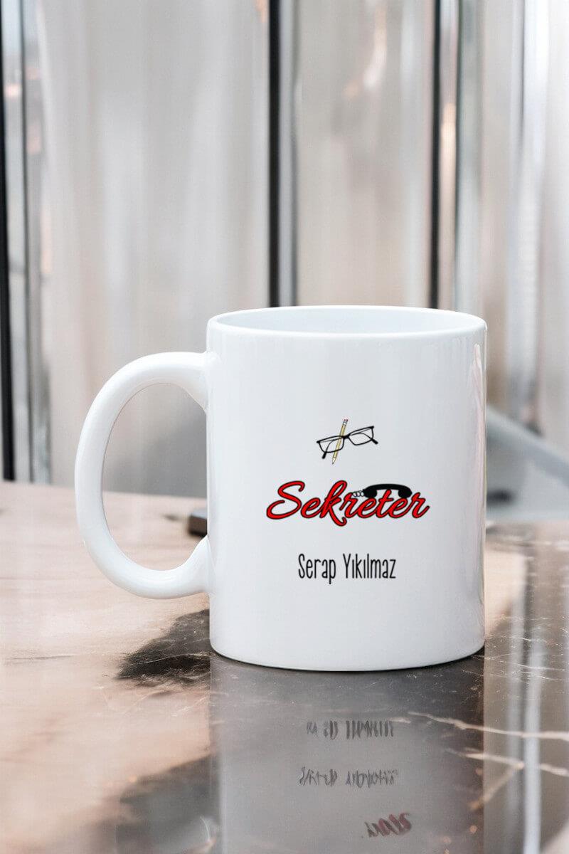 Sekretere Hediye Beyaz Kupa Bardak