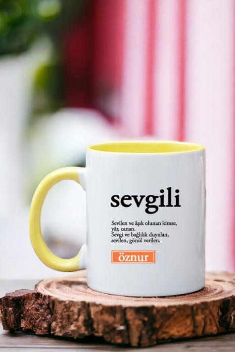 Sevgili Kelime Anlamı İçi Renkli Kupa Bardak
