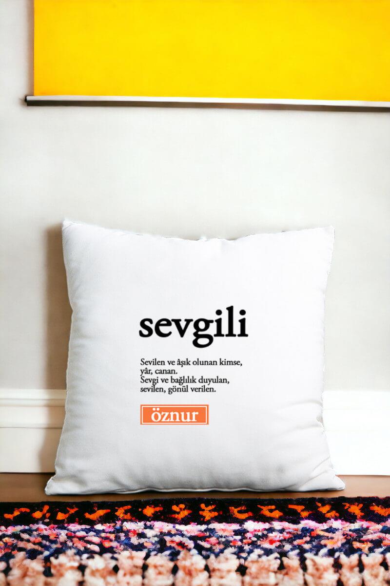 Sevgili Kelime Anlamı Saten Kare Yastık