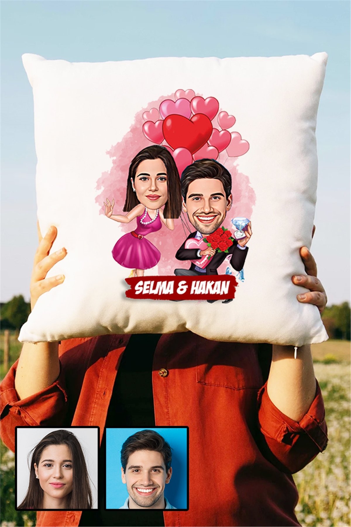 Sevgililer Günü Hediyesi Karikatürlü Yastık