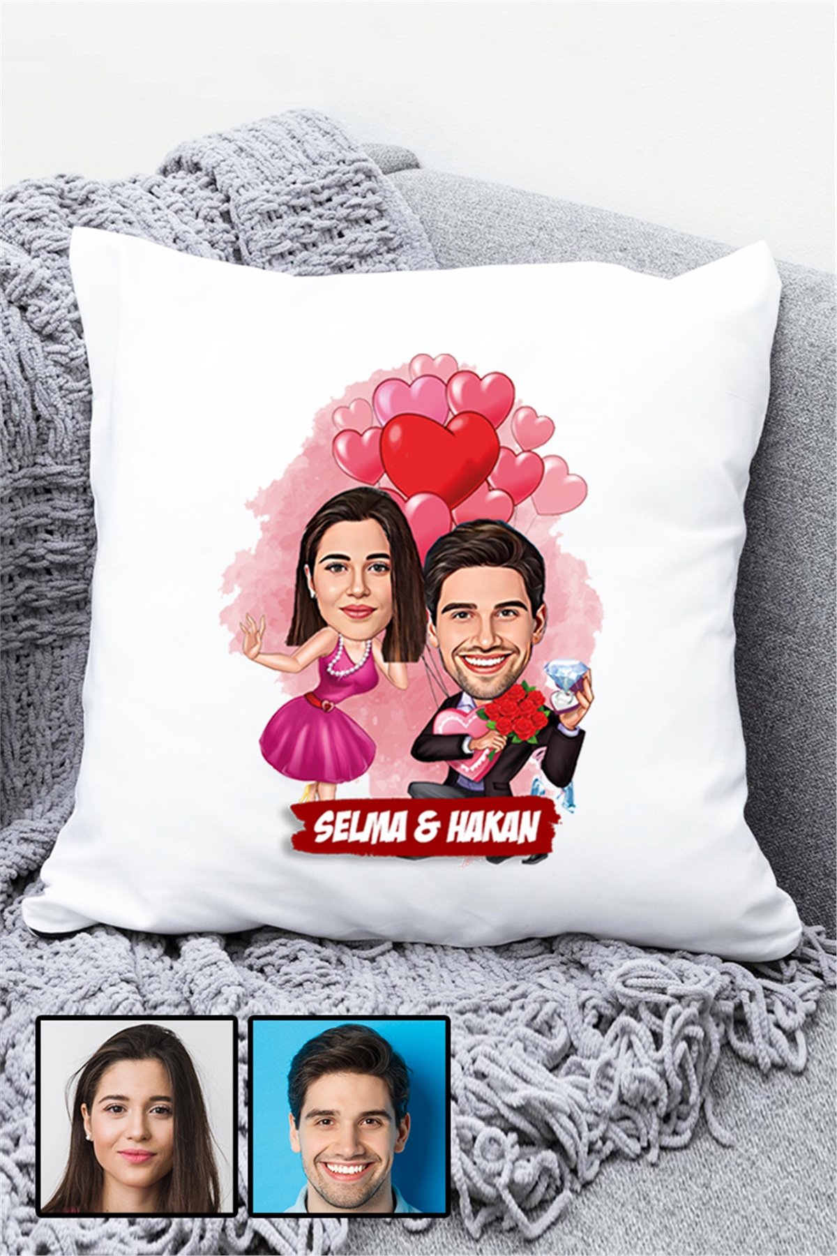 Sevgililer Günü Hediyesi Karikatürlü Yastık