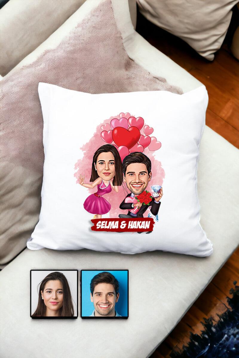 Sevgililer Günü Hediyesi Karikatürlü Yastık